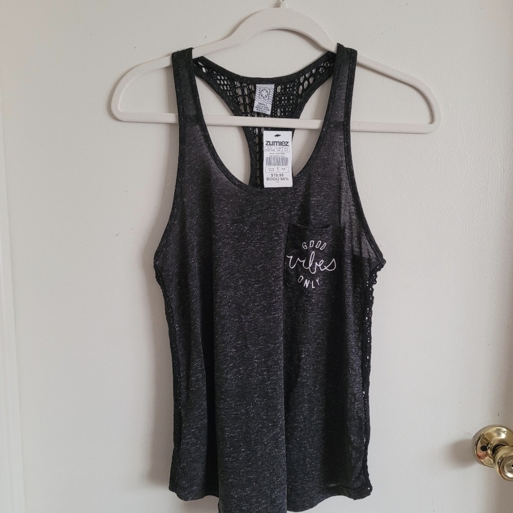 Zumiez Charcoal Gray Tank Top with Positive Message